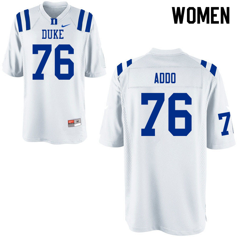 Women #76 Peace Addo Duke Blue Devils College Football Jerseys Sale-White